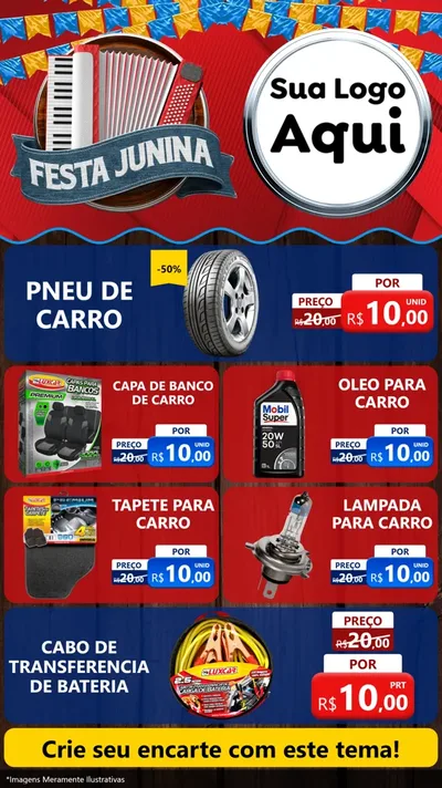 Modelo de TV para TV Vertical com o tema Festa Junina para Auto peças