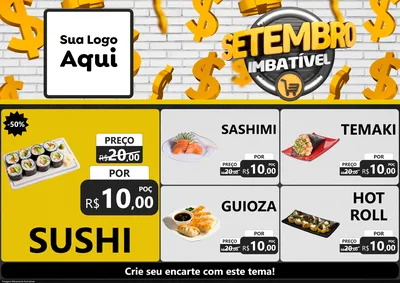 Modelo de Encarte para Encarte A4 Horizontal com o tema Setembro Imbatível para Comida japonesa
