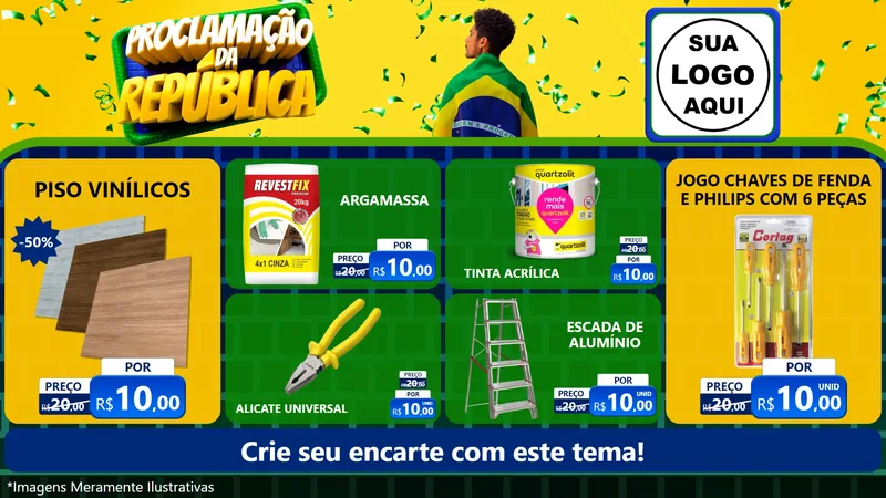 Modelo de TV para TV Horizontal com o tema Proclamação da República para Material para Construção