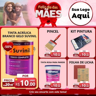 Modelo de Rede Social para Feed Facebook com o tema Feliz Dia Das Mães para Tintas e Ferramentas