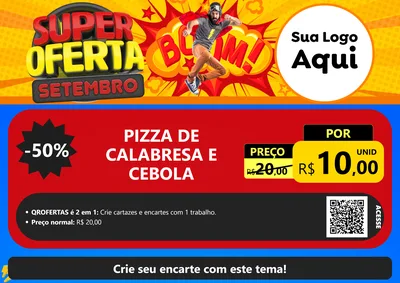 Modelo de Cartaz para Cartaz A4 Horizontal com o tema Super Oferta Setembro para Pizzaria