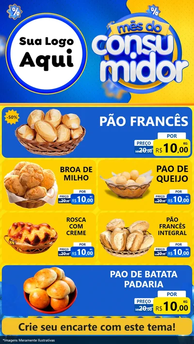 Modelo de TV para TV Vertical com o tema Mês do Consumidor para Padaria