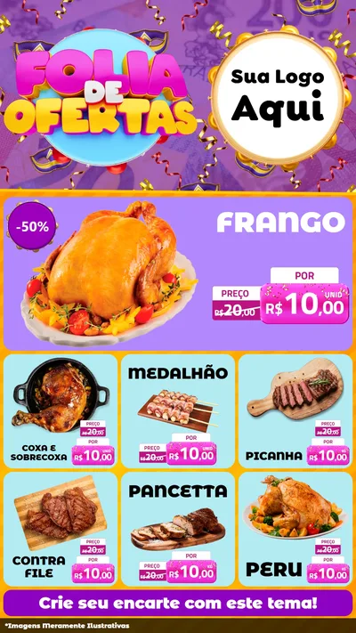 Modelo de Rede Social para Stories com o tema Folia de Ofertas para Assados