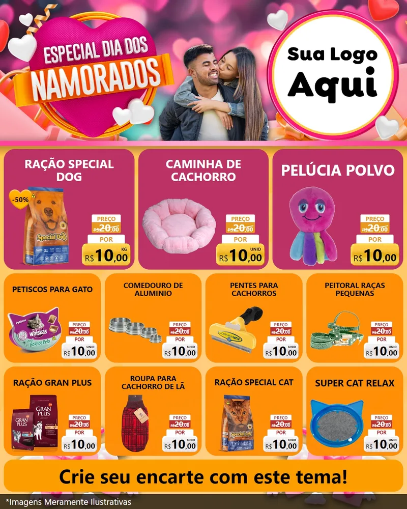 Modelo de Rede Social para Feed Instagram com o tema Especial Dia dos Namorados para Pet Shop