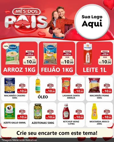 Modelo de Rede Social para Feed Instagram com o tema Mês dos Pais para Supermercado
