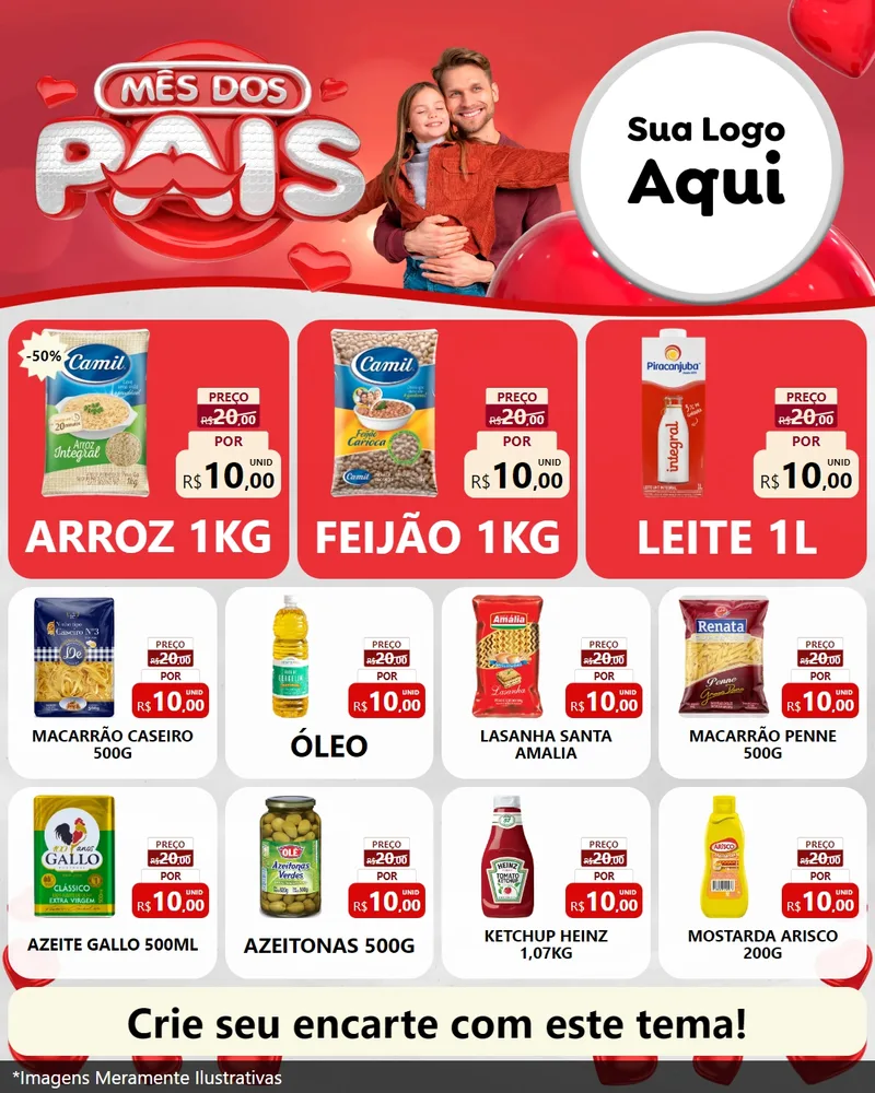 Modelo de Rede Social para Feed Instagram com o tema Mês dos Pais para Supermercado