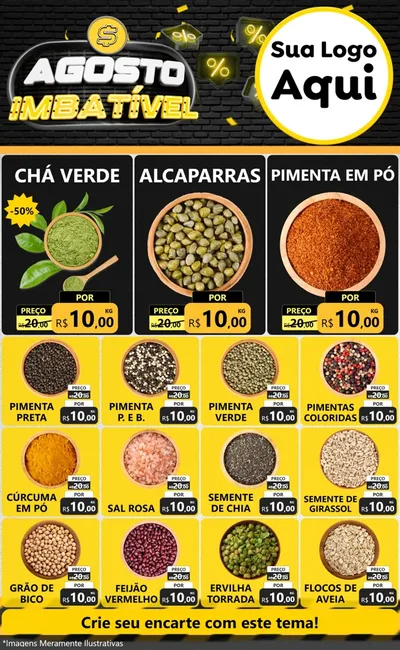 Modelo de Encarte para Encarte Grande com o tema Agosto Imbatível para Produtos Naturais