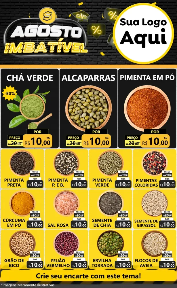 Modelo de Encarte para Encarte Grande com o tema Agosto Imbatível para Produtos Naturais