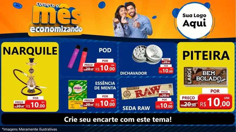 Modelo de TV para TV Horizontal com o tema Comece O Mês Economizando para Tabacaria