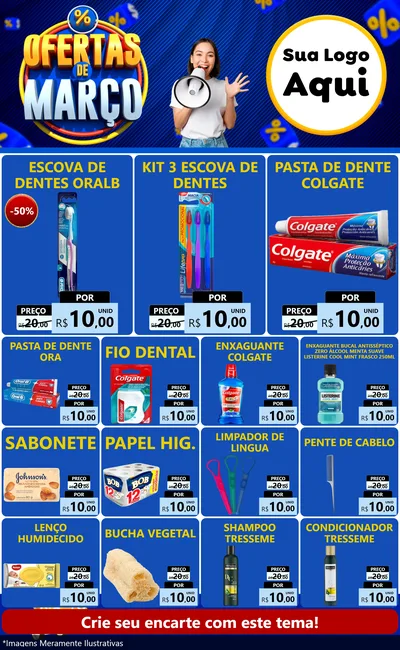 Modelo de Encarte para Encarte Grande com o tema Ofertas de Março para Higiene Pessoal