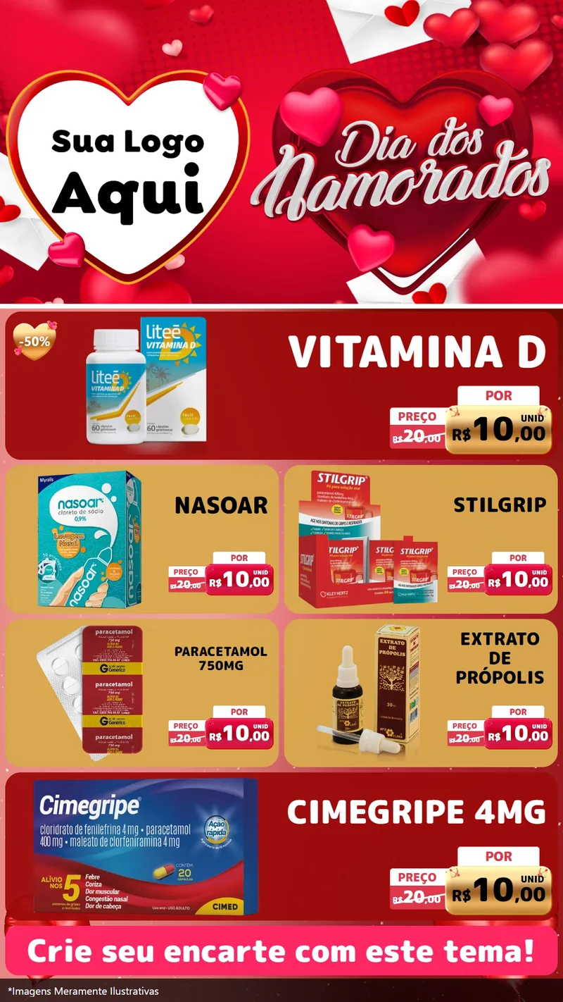 Modelo de TV para TV Vertical com o tema Dia Dos Namorados para Farmácia