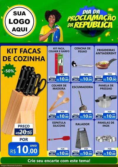 Modelo de Encarte para Encarte A4 Vertical com o tema Dia Da Proclamação Da República para Utilidades Domésticas