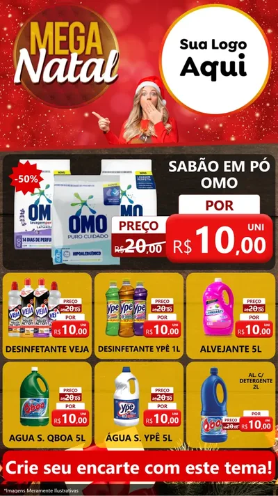 Modelo de Rede Social para Stories com o tema Mega Natal para Produtos de Limpeza