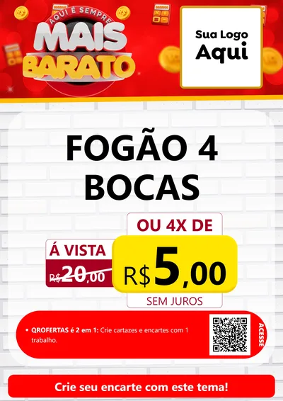 Modelo de Cartaz para Cartaz A4 Vertical com o tema Mais Barato para Móveis e Eletro