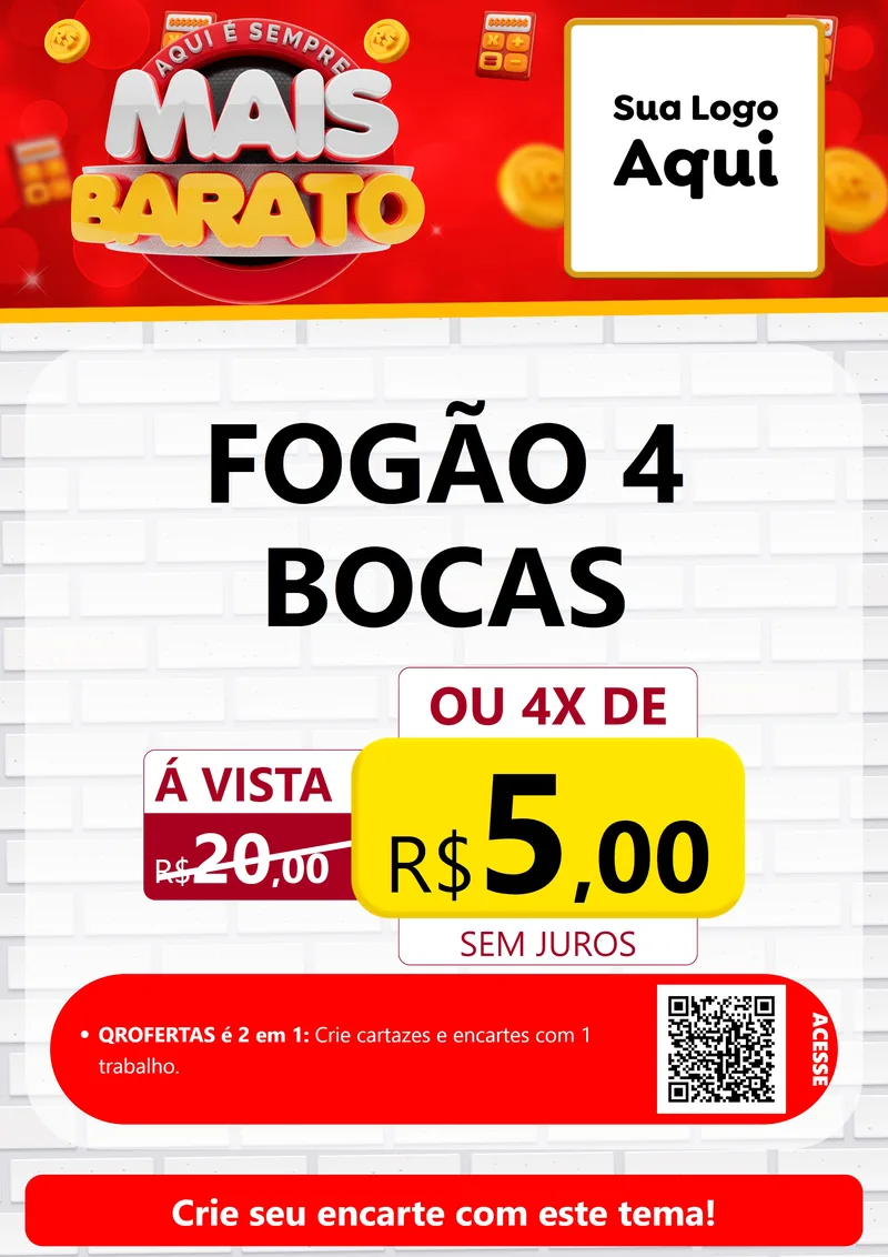 Modelo de Cartaz para Cartaz A4 Vertical com o tema Mais Barato para Móveis e Eletro