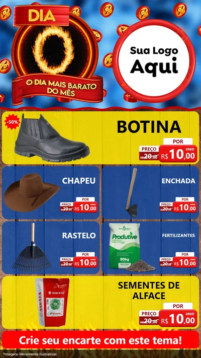 Modelo de TV para TV Vertical com o tema Dia O - O Dia Mais Barato Do Mês para Agropecuária