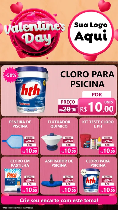 Modelo de Rede Social para Stories com o tema Valentine's Day para Produtos para Piscina