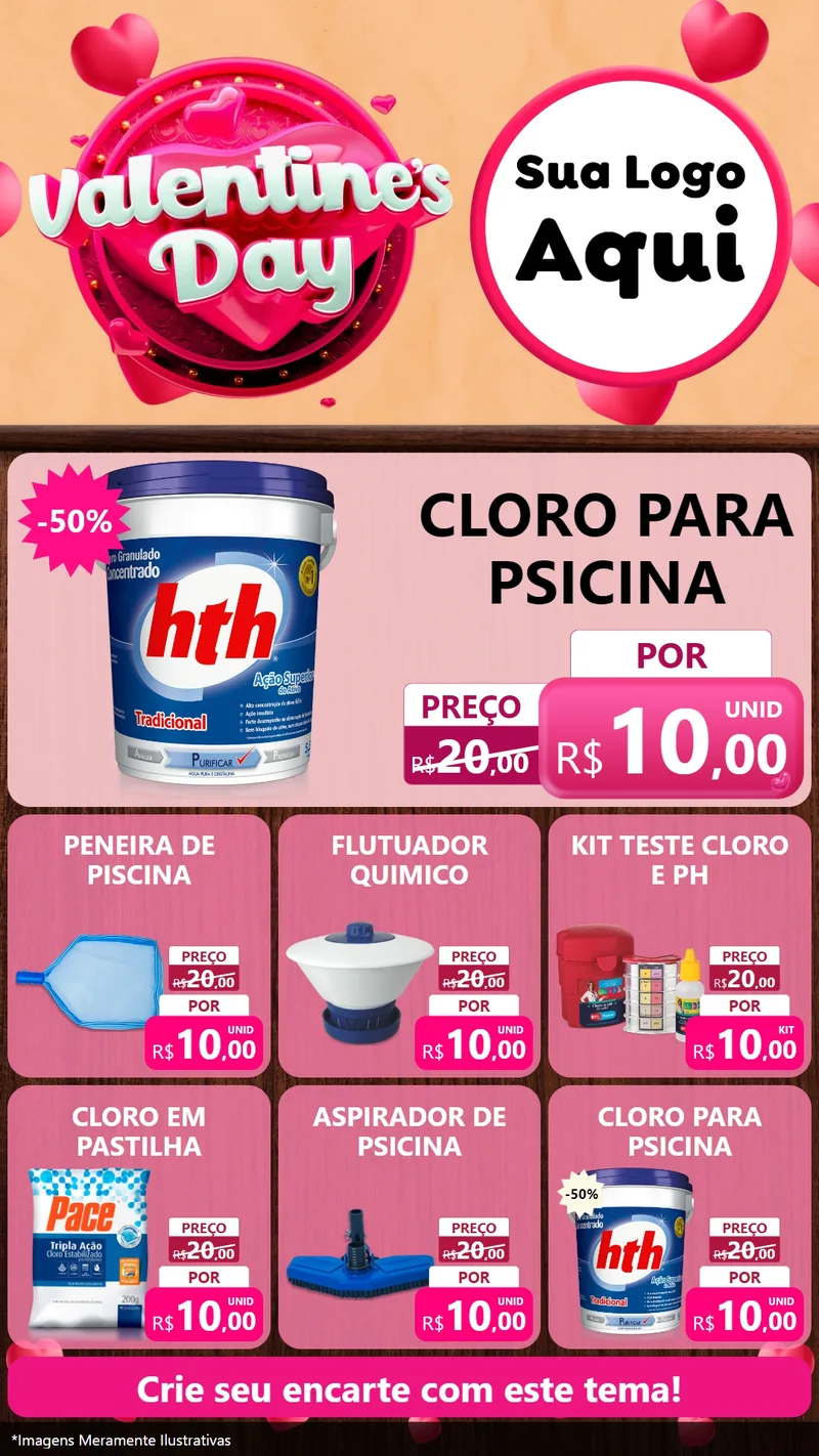 Modelo de Rede Social para Stories com o tema Valentine's Day para Produtos para Piscina