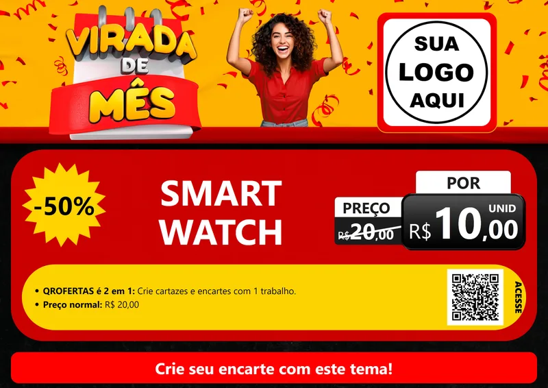 Modelo de Cartaz para Cartaz A4 Horizontal com o tema Virada de Mês para Informática