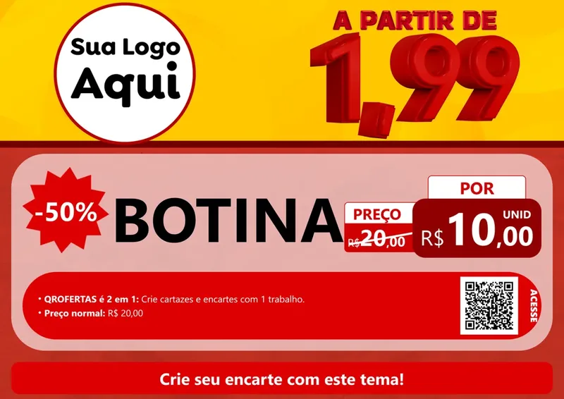 Modelo de Cartaz para Cartaz A4 Horizontal com o tema A Partir de Um e Noventa e Nove - 1,99 para Agropecuária