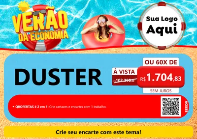 Modelo de Cartaz para Cartaz A4 Horizontal com o tema Verão da Economia para Concessionaria de Carros