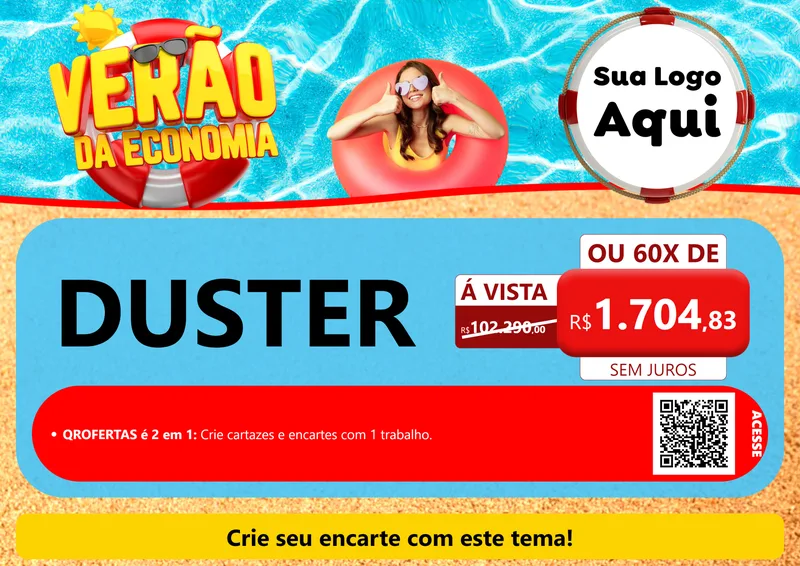 Modelo de Cartaz para Cartaz A4 Horizontal com o tema Verão da Economia para Concessionaria de Carros