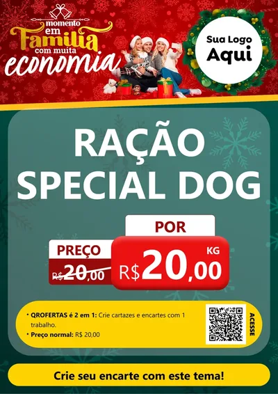 Modelo de Cartaz para Cartaz A4 Vertical com o tema Momento em Família (Natal) para Pet Shop