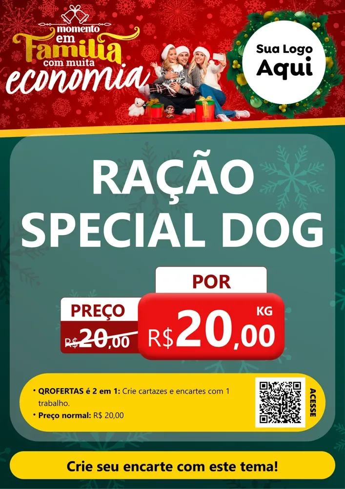 Modelo de Cartaz para Cartaz A4 Vertical com o tema Momento em Família (Natal) para Pet Shop