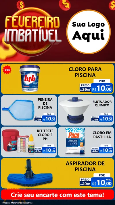 Modelo de TV para TV Vertical com o tema Fevereiro Imbatível para Produtos para Piscina