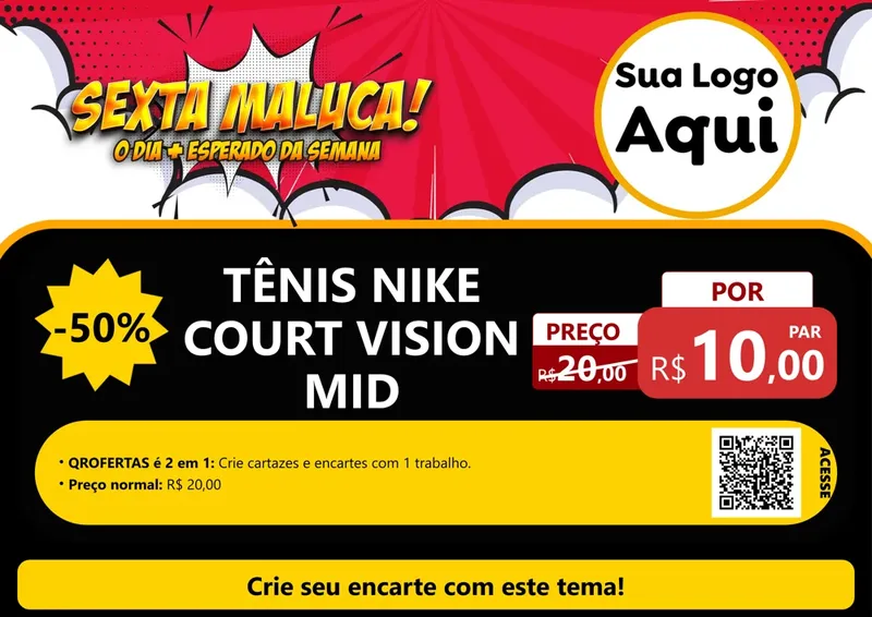 Modelo de Cartaz para Cartaz A4 Horizontal com o tema Sexta Maluca! para Calçados