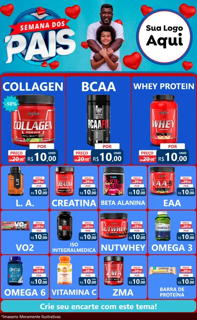 Modelo de Encarte para Encarte Grande com o tema Semana Dos Pais para Suplementos alimentares