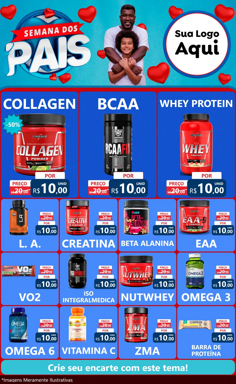 Modelo de Encarte para Encarte Grande com o tema Semana Dos Pais para Suplementos alimentares