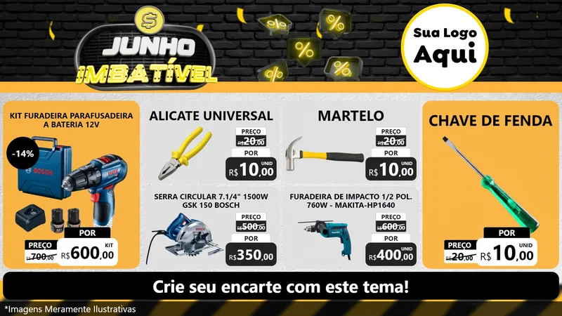 Modelo de TV para TV Horizontal com o tema Junho Imbatível para Maquinas e Ferramentas