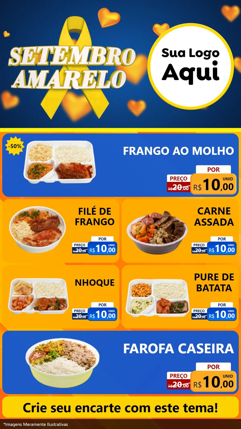 Modelo de TV para TV Vertical com o tema Setembro Amarelo para Restaurante