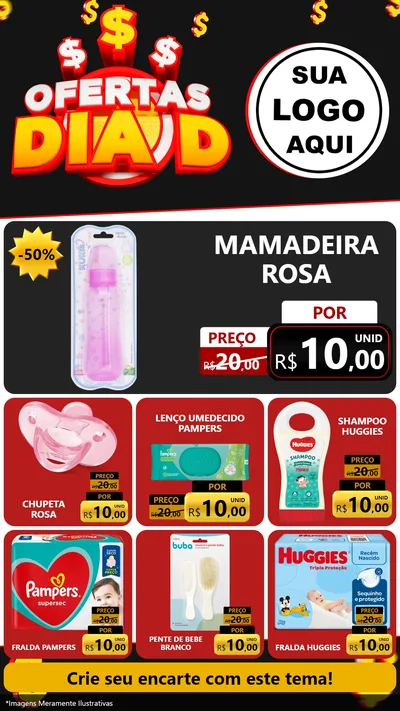 Modelo de Rede Social para Stories com o tema Ofertas Dia D para Bebês
