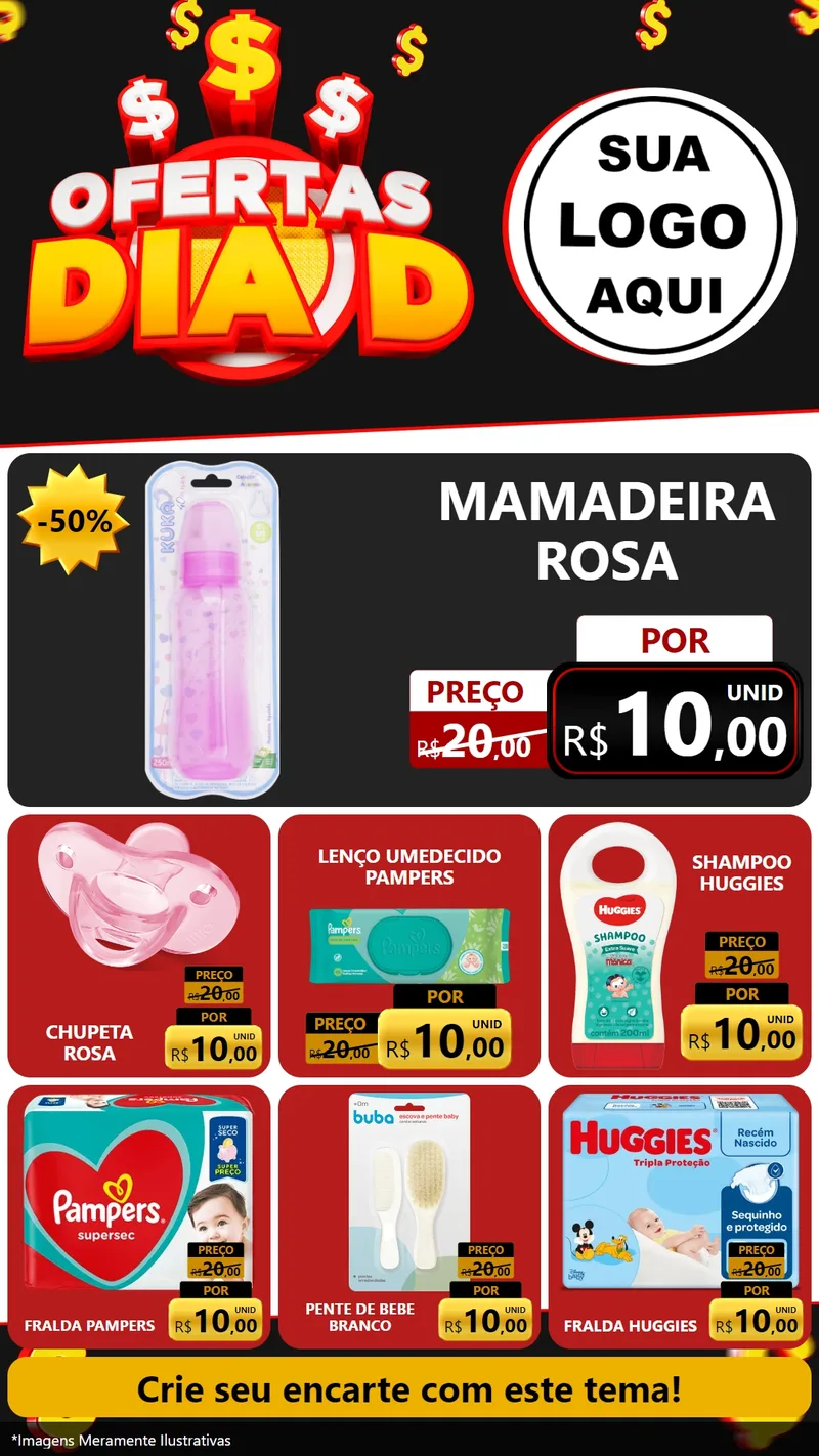 Modelo de Rede Social para Stories com o tema Ofertas Dia D para Bebês