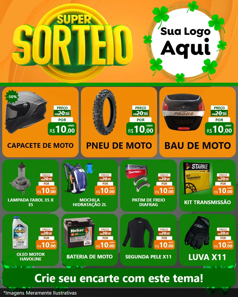 Modelo de Rede Social para Feed Instagram com o tema Super Sorteio para Moto peças