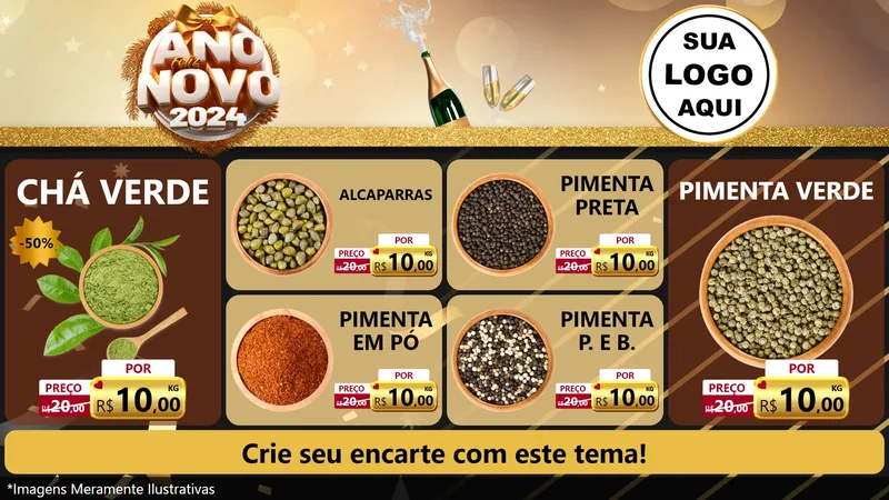 Modelo de TV para TV Horizontal com o tema Feliz Ano Novo 2027 para Produtos Naturais