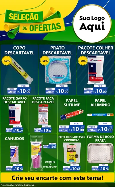 Modelo de Encarte para Encarte Grande com o tema Seleção de Ofertas - Copa para Embalagens