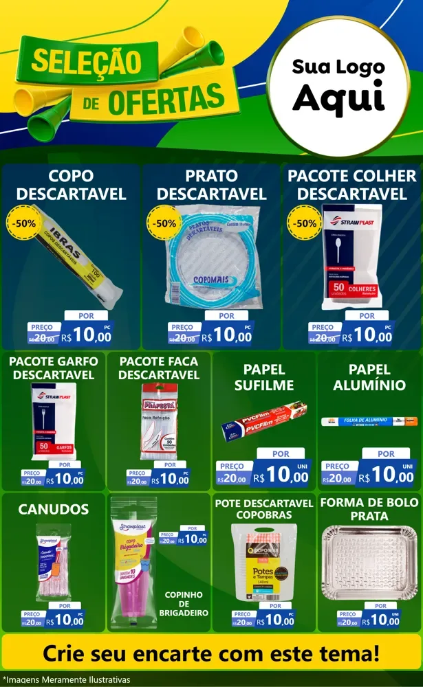 Modelo de Encarte para Encarte Grande com o tema Seleção de Ofertas - Copa para Embalagens