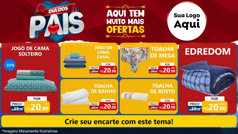 Modelo de TV para TV Horizontal com o tema Dia dos Pais para Cama, Mesa e Banho