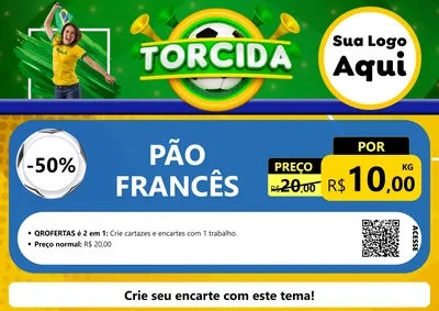 Modelo de Cartaz para Cartaz A4 Horizontal com o tema Torcida para Padaria