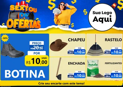 Modelo de Encarte para Encarte A4 Horizontal com o tema Sextou de Ofertas para Agropecuária