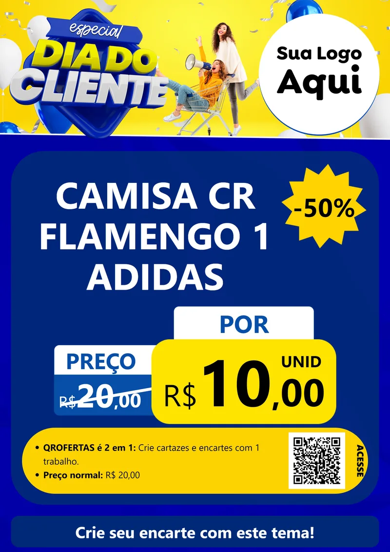 Modelo de Cartaz para Cartaz A4 Vertical com o tema Especial Dia do Cliente para Roupas e acessórios