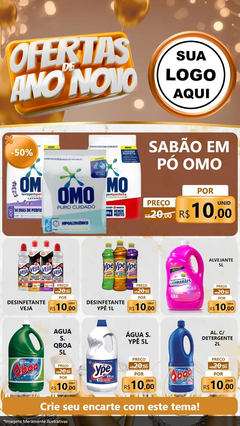 Modelo de Rede Social para Stories com o tema Ofertas de Ano Novo para Produtos de Limpeza