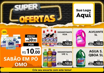 Modelo de Encarte para Encarte A4 Horizontal com o tema Super Ofertas para Produtos de Limpeza