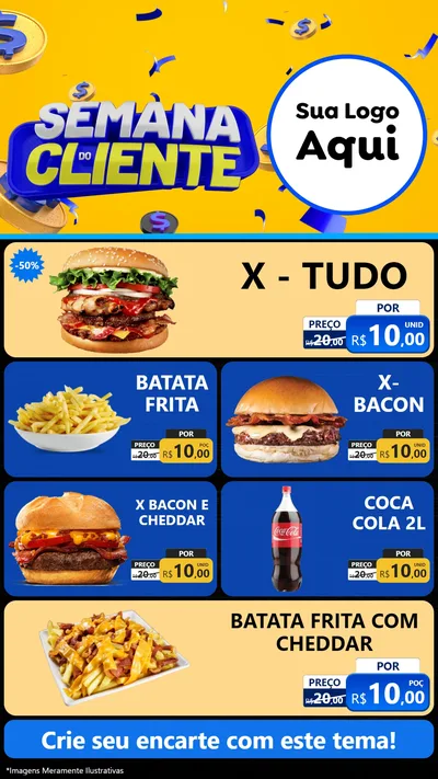 Modelo de TV para TV Vertical com o tema Semana do Cliente para Hamburgueria