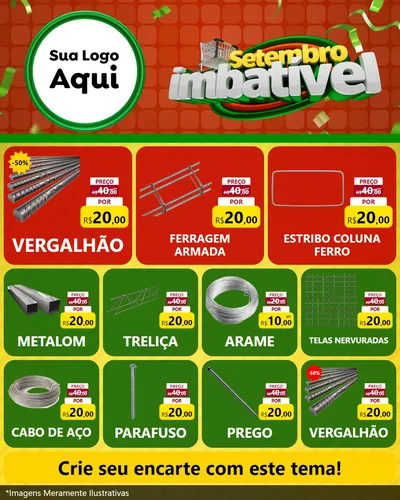 Modelo de Rede Social para Feed Instagram com o tema Setembro Imbatível para Ferragens