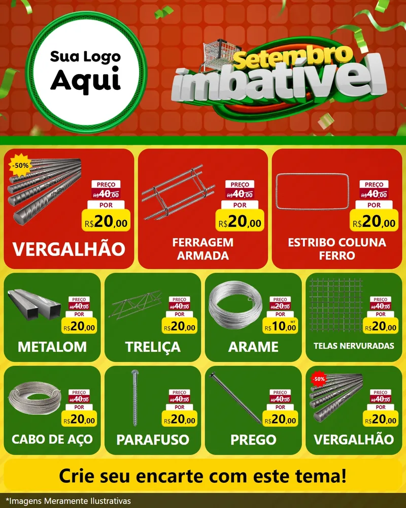 Modelo de Rede Social para Feed Instagram com o tema Setembro Imbatível para Ferragens