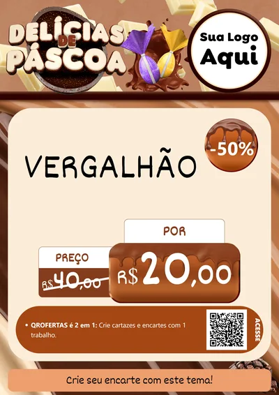 Modelo de Cartaz para Cartaz A4 Vertical com o tema Delícias de Páscoa para Ferragens